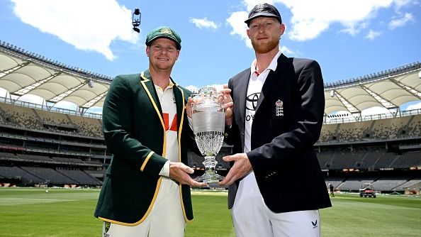 Australia captain Steve Smith (L) and England skipper captain Ben Stokes in this frame