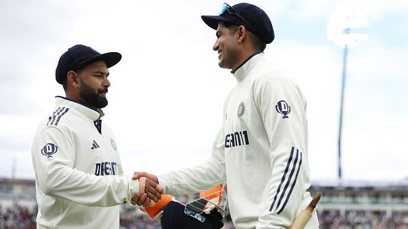 India's Shubman Gill (R) and Rishabh Pant in this frame