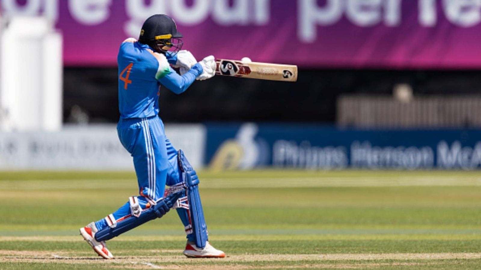 No.8 batter smashes 12 fours, 6 sixes in unbeaten 74-ball 105 as India A beat India B by 26 runs to book final spot in Under-19 tri series Mohamed Enaan of India hits out during the 2nd Youth ODI match against England U19 at The County Ground on June 30, 2025 in Northampton, England. (File Photo)