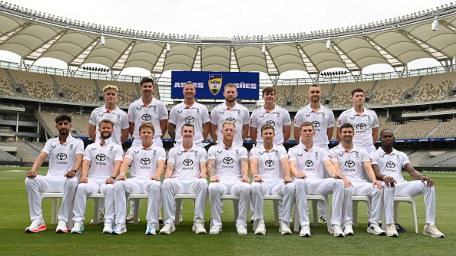 After Perth drubbing, England release three players from Test squad for two-day pink-ball warm-up game The England squad pose for a team photograph after an England nets session at Perth Stadium on November 18, 2025 in Perth, Australia.