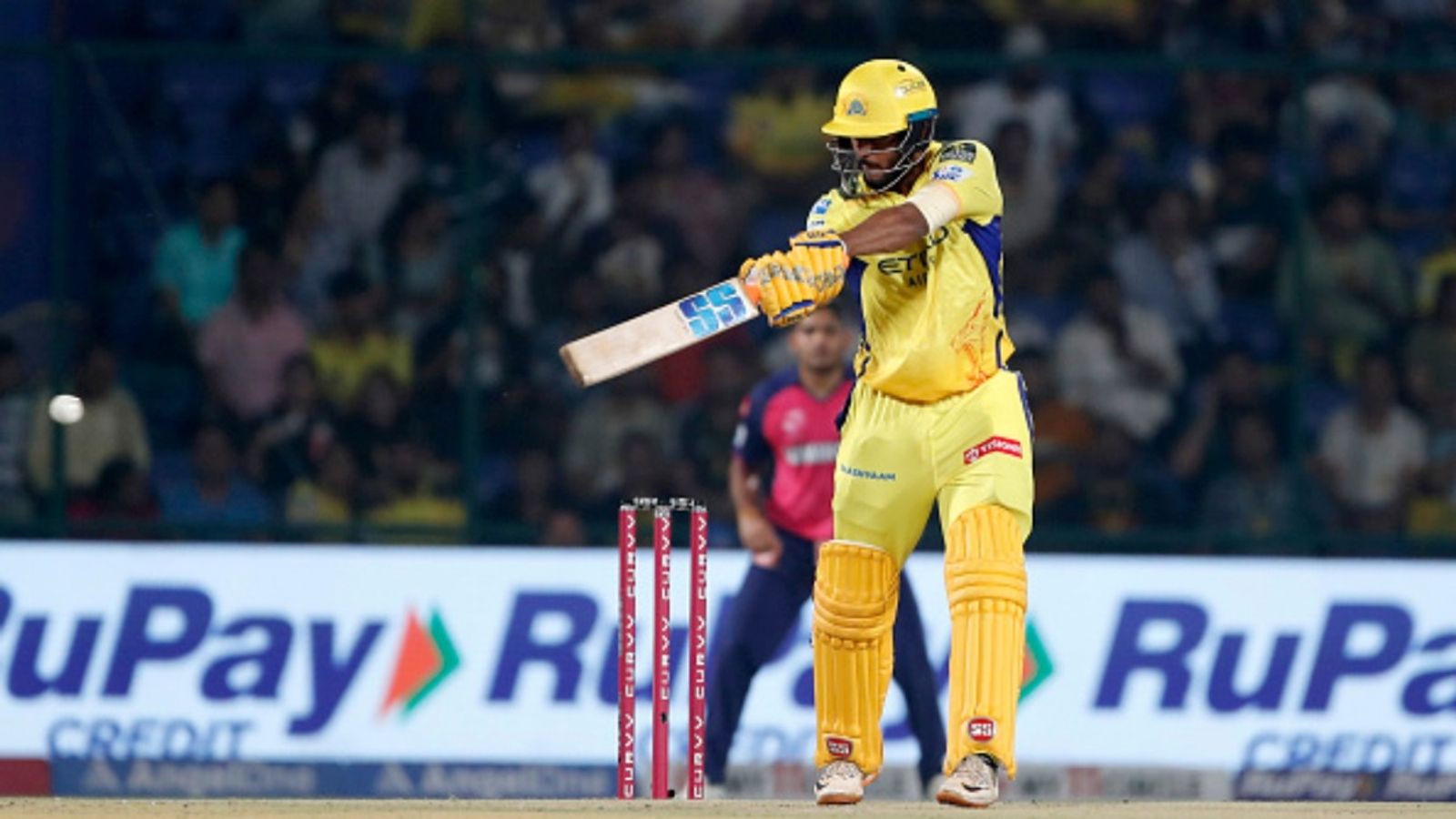 28-ball century on Nov 27, 2024, 31-ball 100 in Syed Mushtaq Ali Trophy 2025 on Nov 26, CSK wicketkeeper continues tradition with another blazing ton Urvil Patel of Chennai Super Kings plays a shot during the 2025 IPL match against Rajasthan Royals at Arun Jaitley Stadium on May 20, 2025, in Delhi, India. (File Photo)
