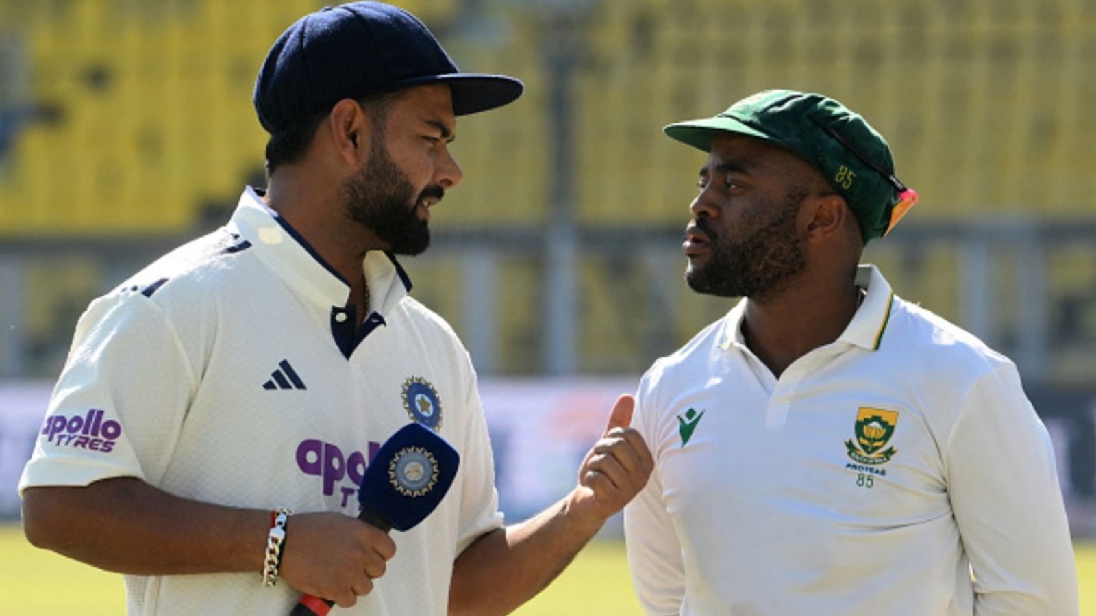 WTC Points Table: India slip to 5th spot with record-breaking 408-run defeat, final spot a far-fetched dream South Africa's captain Temba Bavuma (R) interacts with his Indian counterpart Rishabh Pant in the end of the fifth day of the second Test at the Barsapara Cricket Stadium in Guwahati on November 26, 2025.