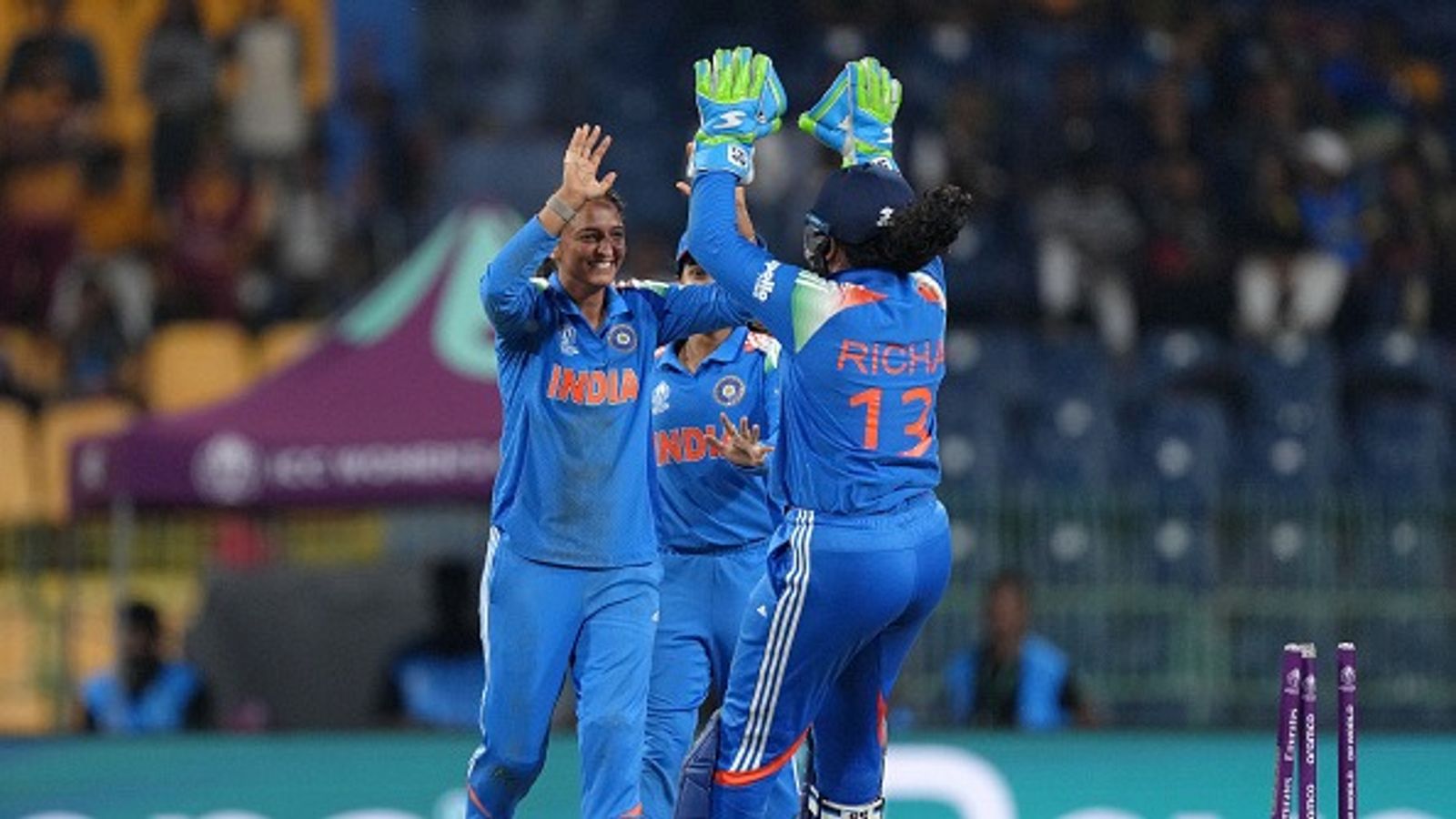 BCCI announces India's five-match T20I series against Sri Lanka after indefinite delay of Bangladesh series: Check full schedule Harmanpreet Kaur of India celebrates with team mate Richa Ghosh after running out Diana Baig of Pakistan (not pictured) during the ICC Women's Cricket World Cup India 2025