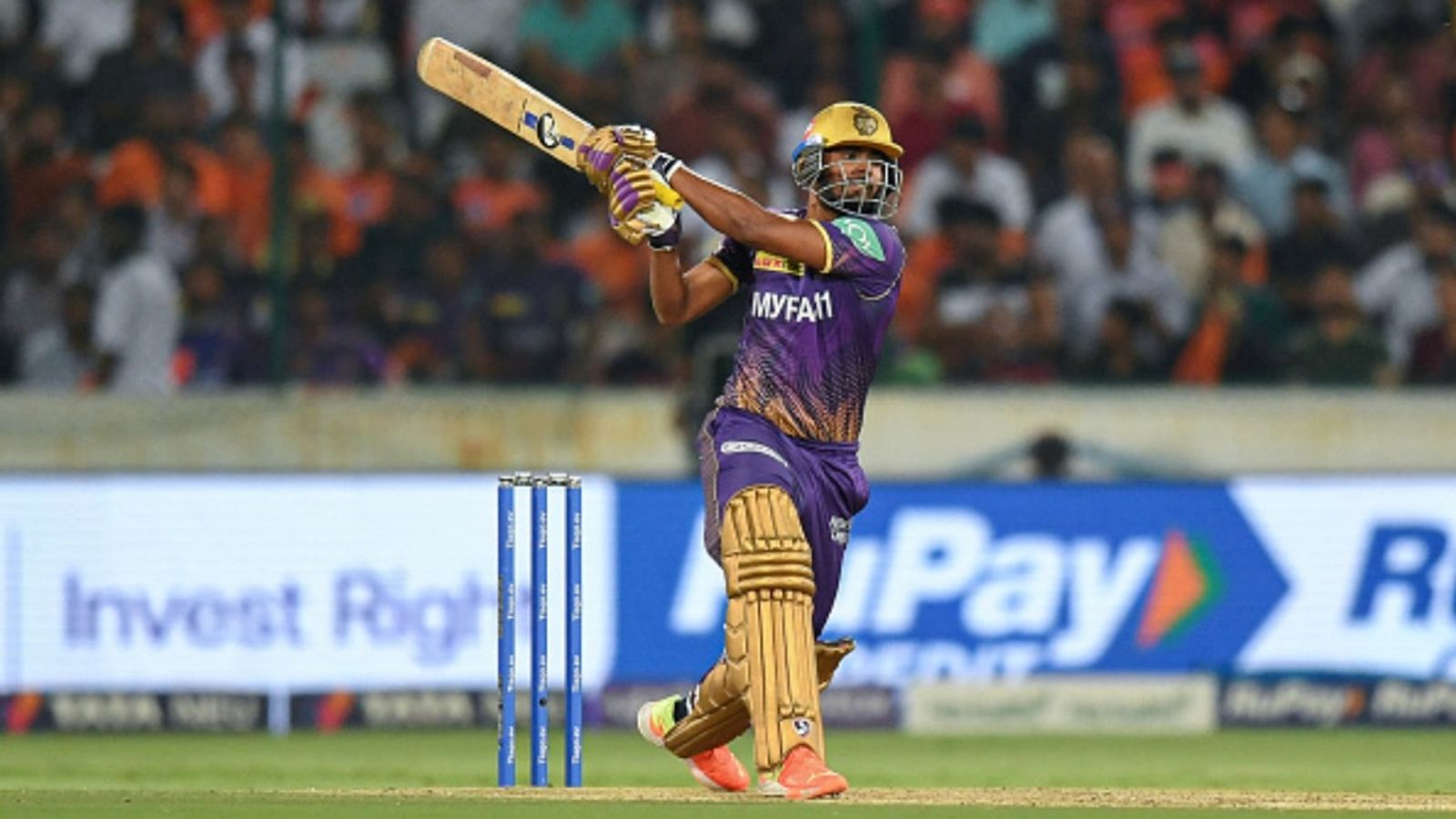 'Dhoni bhai told me to perform in as many domestic matches as I can': KKR all-rounder after unbeaten 95 in thrilling run chase vs Mayank Agarwal's Karnataka Kolkata Knight Riders' Anukul Roy plays a shot during the Indian Premier League (IPL) match against Sunrisers Hyderabad at the Rajiv Gandhi International Cricket Stadium in Hyderabad on May 4, 2023.