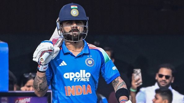 India's Virat Kohli arrives to bat during the first one-day international (ODI) cricket match between India and South Africa 