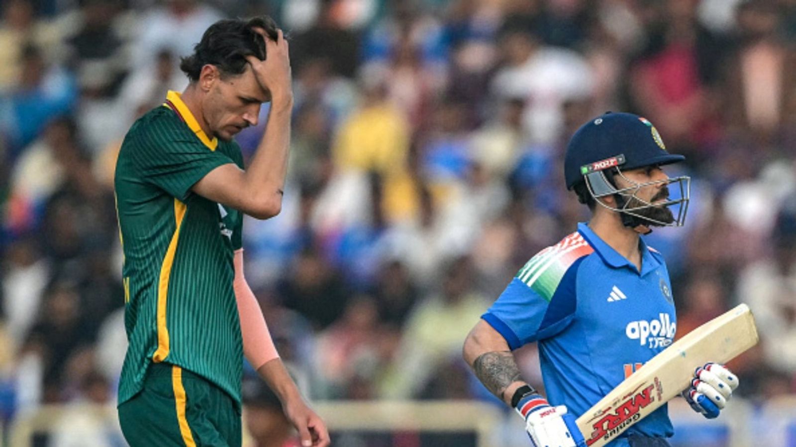 'It's annoying but fun at the same time': Marco Jansen opens up about bowling to Virat Kohli in 1st ODI South Africa's Marco Jansen (L) reacts as India's Virat Kohli runs between the wickets during the first ODI at the JSCA International Stadium in Ranchi on November 30, 2025.