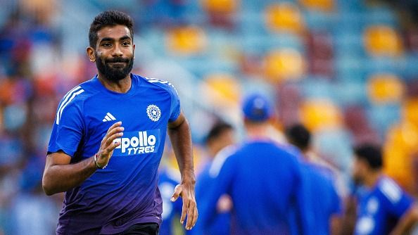 Indian bowler Jasprit Bumrah warms up before the T20 cricket match 