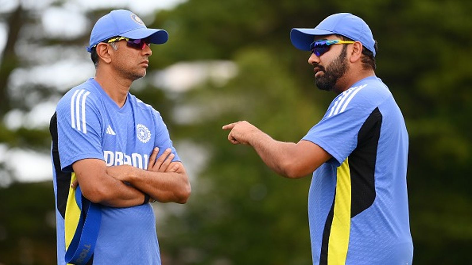 Not Gautam Gambhir, Ravichandran Ashwin credits Rohit Sharma and Rahul Dravid for India's aggressive batting intent in white ball cricket : India Head Coach, Rahul Dravid speaks to captain Rohit Sharma during a net session as part of the ICC Men's T20 Cricket World Cup West Indies & USA 2024