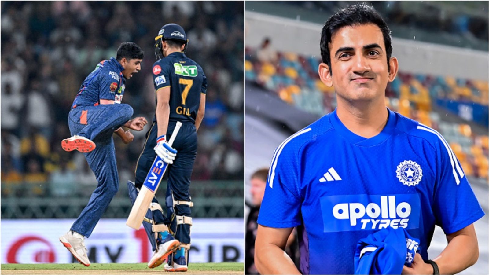 'I keep faith in Gambhir sir's advice, that is still helping me': Thakur hails India head coach after career best fifer in SMAT 2025 Yash Thakur celebrates after dismissing Shubman Gill during IPL 2024, Gautam Gambhir; India head coach Gautam Gambhir.