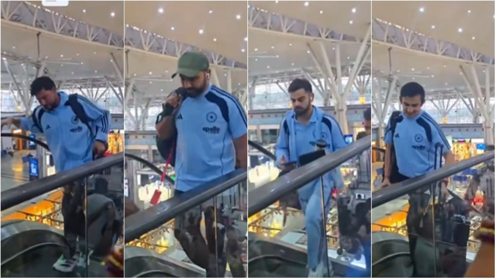 Watch: Team India players spotted lugging bulky bags upstairs after Raipur airport escalator fails Team India players spotted lugging bulky bags upstairs after Raipur airport escalator fails