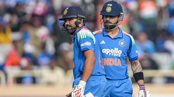 India's batting maestro Virat Kohli (R) and Rohit Sharma in this frame