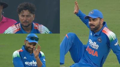 Watch: Virat Kohli's slap threat to Kuldeep Yadav leaves Rohit Sharma in stitches as ace spinner's kiddish appeal sparks comic drama in Vizag Virat Kohli's slap threat to Kuldeep Yadav leaves Rohit Sharma in stitches as ace spinner's kiddish appeal sparks comic drama in 3rd ODI vs SA