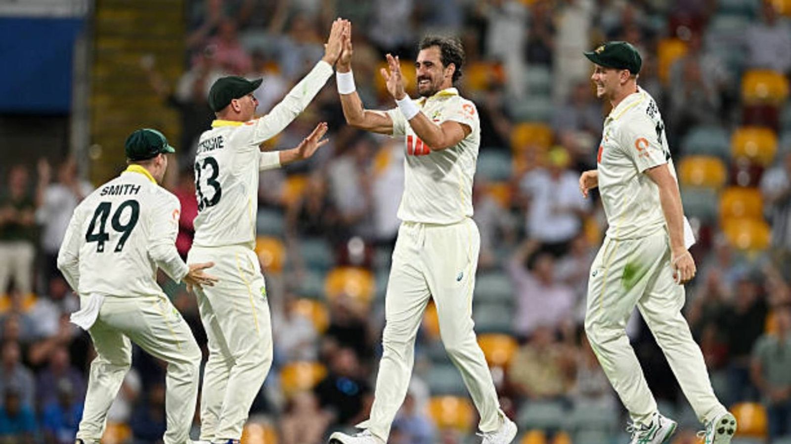 Ashes, 2nd Test: Australia sniff victory after Mitchell Starc-Scott Boland's heroics, leave England reeling at 134/6 in reply to 511 Mitchell Starc of Australia celebrates dismissing Jamie Smith of England during day three of the Second 2025/26 Ashes Series Test Match between Australia and England at The Gabba