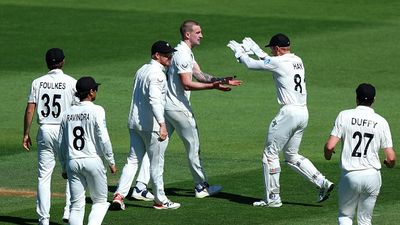 NZ vs WI, 2nd Test: Blair Tickner stars with 4 wickets but exits injured, Rae Michael impresses on debut as West Indies bowled for 205 Blair Tickner (C) of New Zealand celebrates with hayiafter taking the wicket of Roston Chase of the West Indies during day one of the second Test match in the series between New Zealand and West Indies
