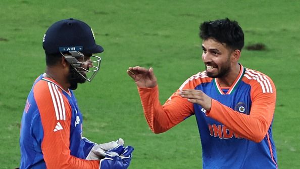 India stars Sanju Samson and Jitesh Sharma celebrating a wicket India stars Sanju Samson and Jitesh Sharma celebrating a wicket