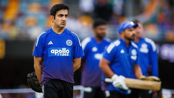 India head coach Gautam Gambhir looking at team during a nets session India head coach Gautam Gambhir looking at team during a nets session