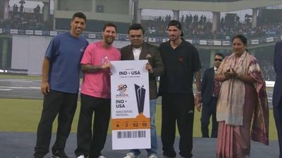 WATCH: Jay Shah presents Lionel Messi with 2026 T20 World Cup ticket for India vs USA match SportsTak