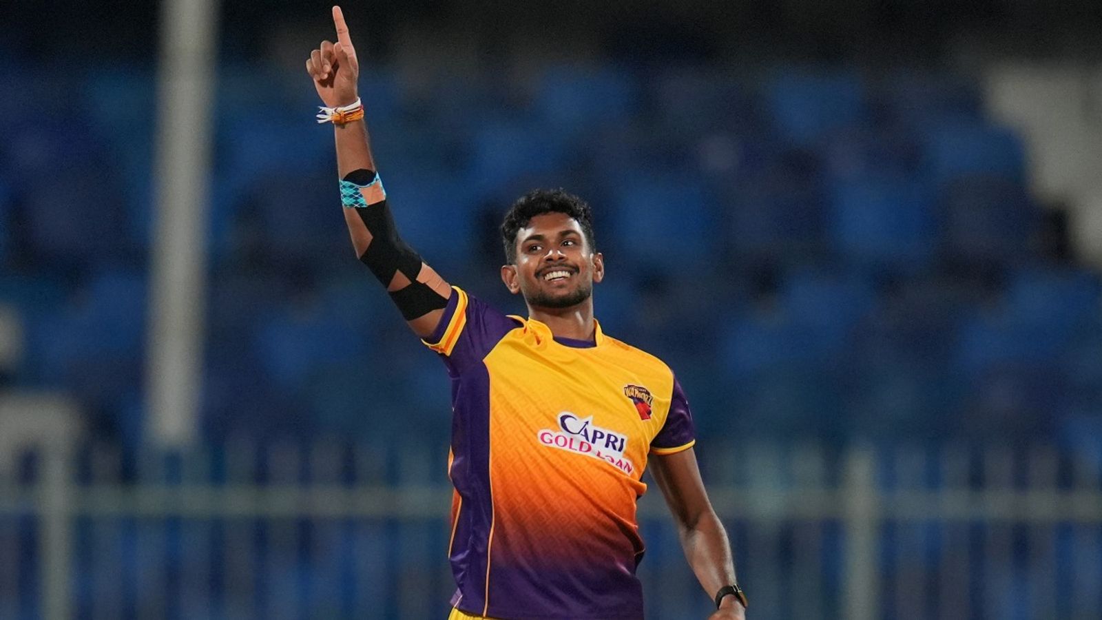 Matheesha Pathirana wreaks havoc on eve of IPL 2026 auction, helps Sharjah Warriorz beat Gulf Giants by 11 runs Matheesha Pathirana of Sharjah Warriorz celebrates the wicket during a match against Gulf Giantson December 15, 2025.