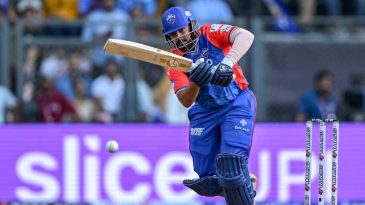 Delhi Capitals' Prithvi Shaw plays a shot during the Indian Premier League (IPL) Twenty20 cricket match between Mumbai Indians and Delhi Capitals at the Wankhede Stadium in Mumbai (via Getty)
