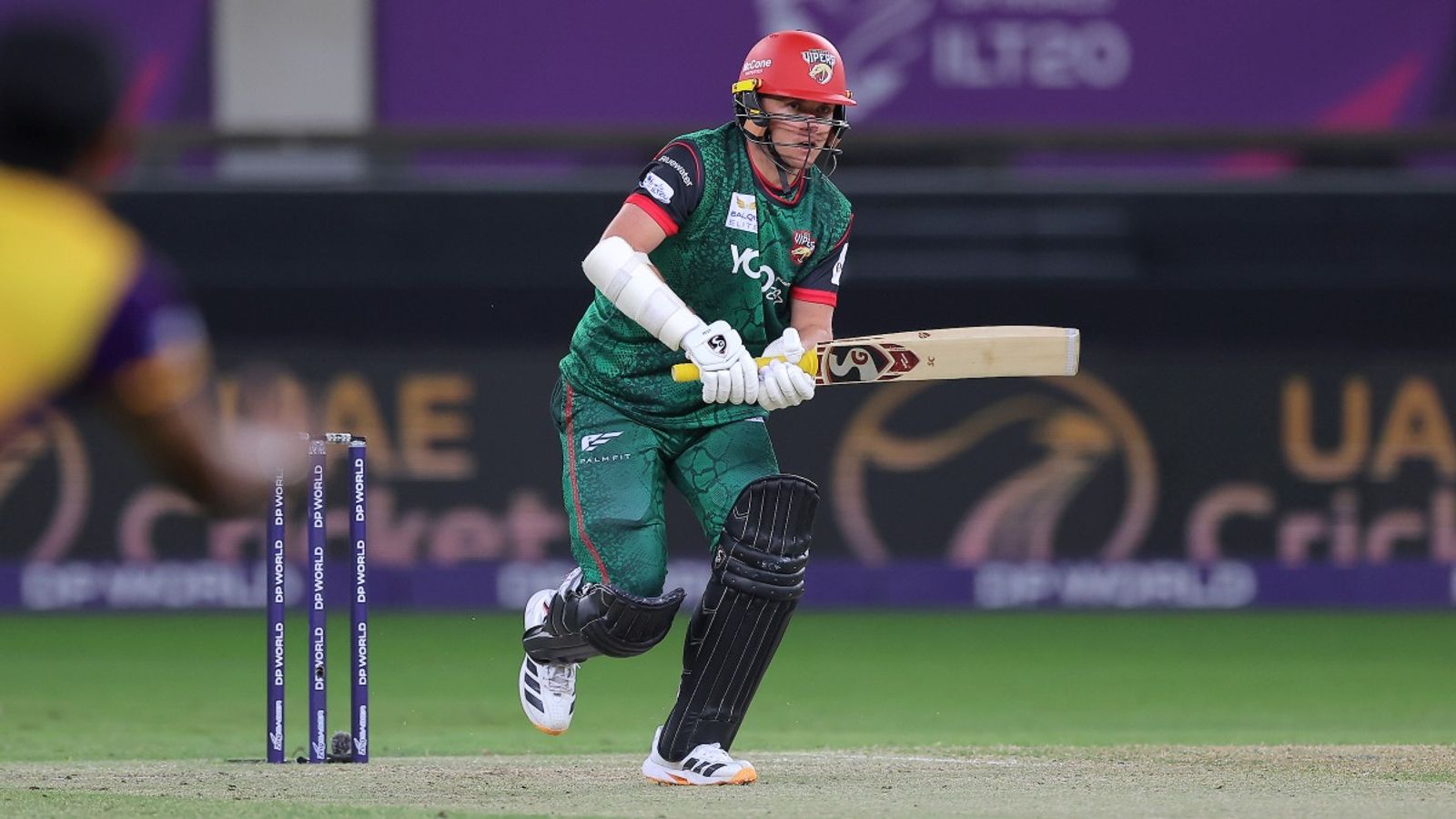 Sharjah Warriorz bowled out for ILT20 2025's lowest score, Sam Curran leads Vipers to 4-wicket win Sam Curran of Desert Vipers plays a shot during ILT20 2025-26 clash against Sharjah Warriorz.
