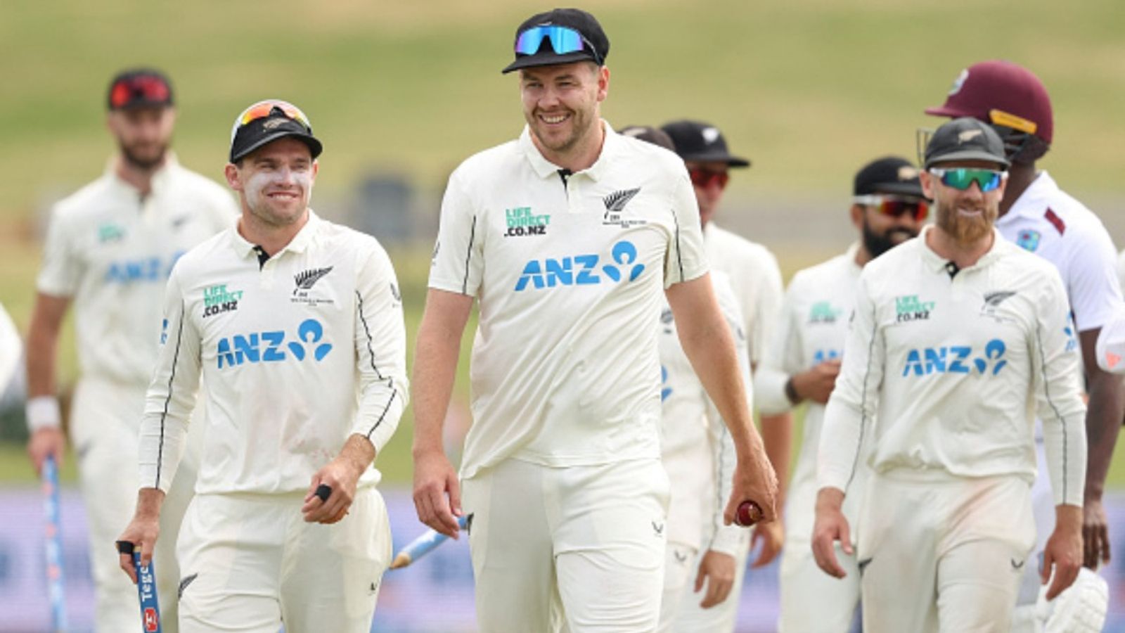 WTC 2025-27 Updated Points Table: New Zealand go past South Africa to take 2nd spot after 2-0 series win vs West Indies New Zealand's Tom Latham (L), Jacob Duffy and Kane Williamson (R) after winning the third Test against New Zealand on Day 5.
