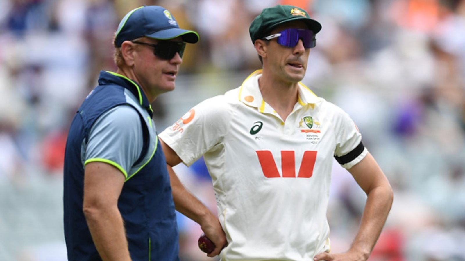 Back in action after 5 months, injury-free Pat Cummins won't play another game in Ashes 2025-26: Australia head coach explains why Andrew McDonald and Pat Cummins of Australia look on during day five of the third Test in the 2025-26 Ashes at Adelaide Oval on December 21, 2025.