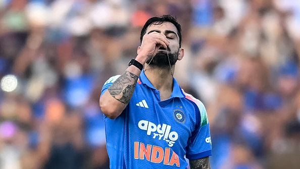 Virat Kohli celebrating his century during the ODI series against South Africa