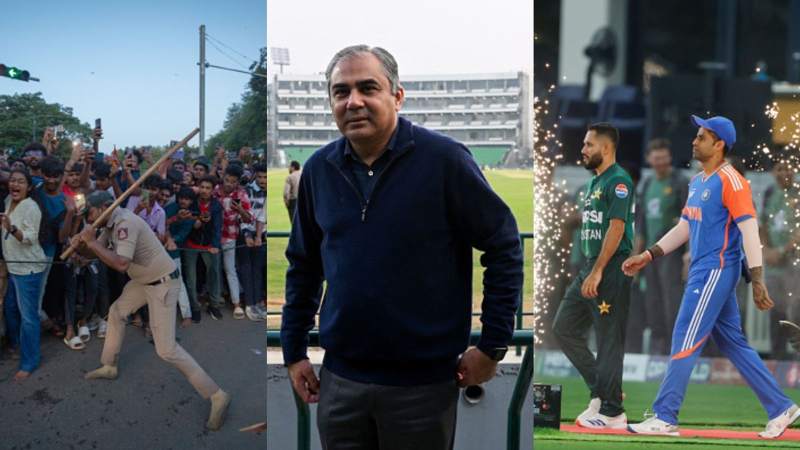 Cricket controversies of 2025: From India-Pakistan tensions to technology failures that shook the gentlemen's game L to R Police charging Lathi to RCB fans, Mohsin Naqvi, Suryakumar Yadav in Asia Cup 2025 final
