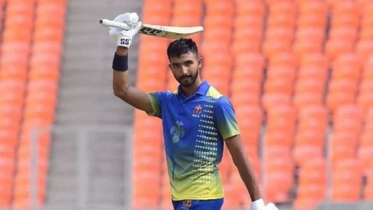 Devdutt Padikkal celebrating century against Jharkhand