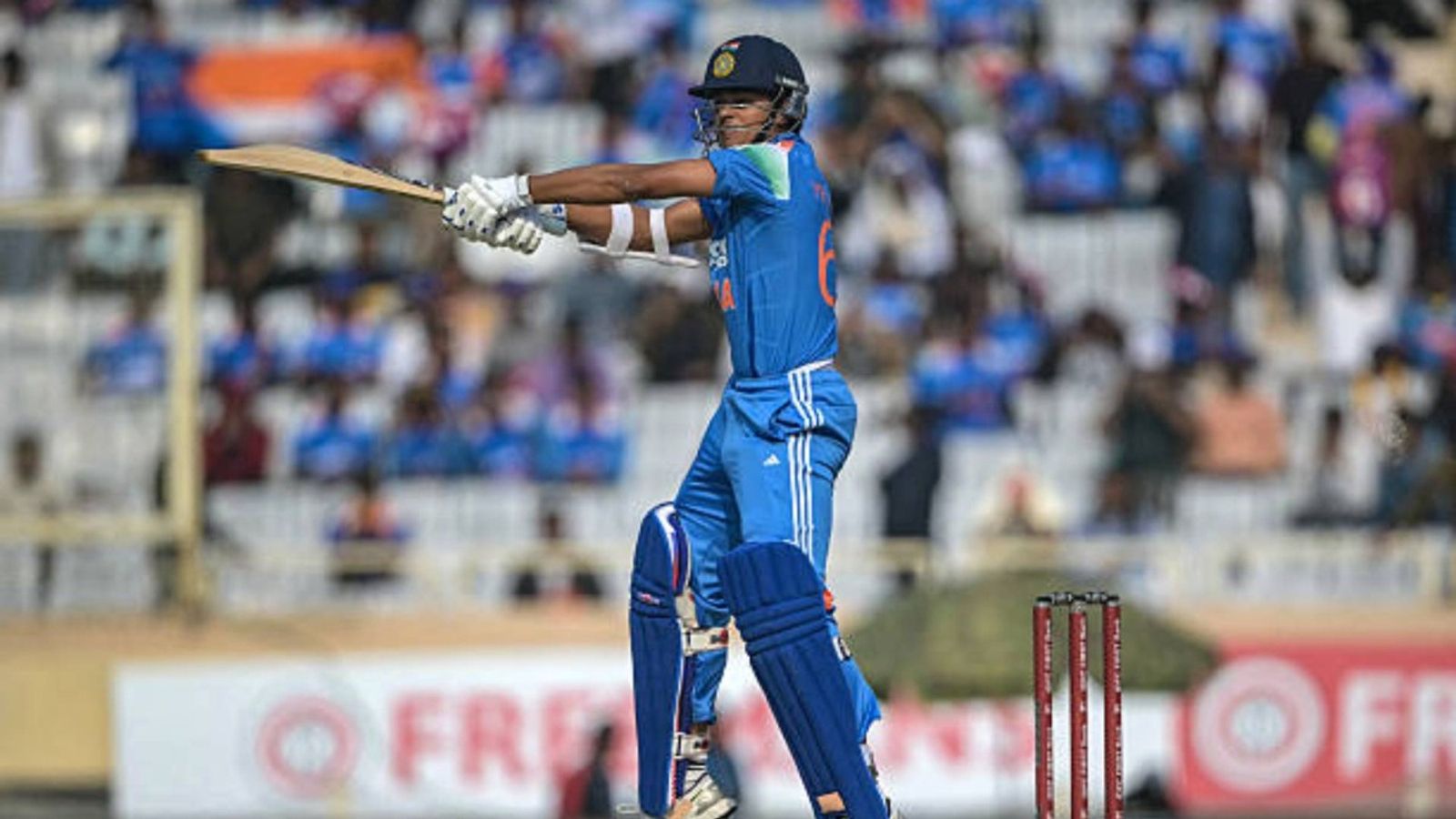 Ex-India captain slams selectors for leaving out Yashasvi Jaiswal from T20 World Cup squad India's Yashasvi Jaiswal plays a shot during the first one-day international (ODI) cricket match between India and South Africa at the JSCA International Stadium in Ranchi (via Getty)