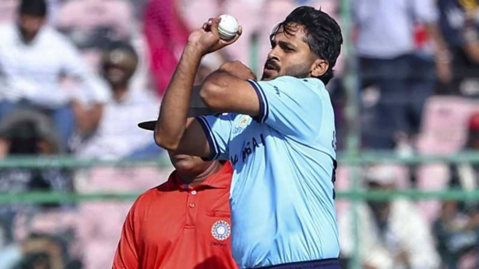 Shams Mulani and Shardul Thakur power Mumbai to 9-wicket victory over Chhattisgarh in VHT Shardul Thakur bowls for Mumbai against Chhattisgarh in the Vijay Hazare Trophy (via X)