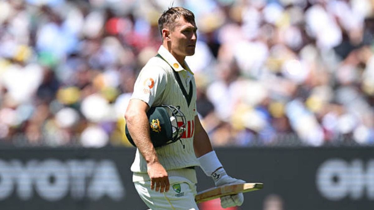 Marnus Labuschagne of Australia looks dejected after being dismissed by Josh Tongue of England during day two of the Fourth Test in the 2025/26 Ashes Series between Australia and England (via Getty)