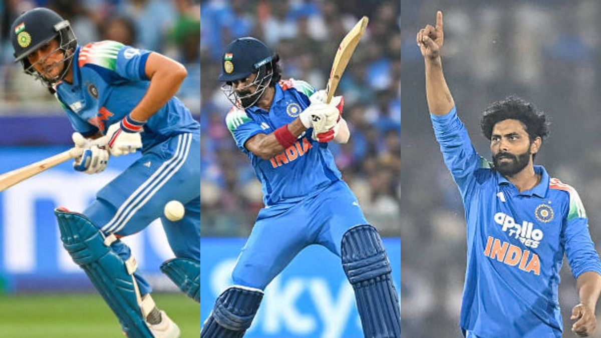 Shubman Gill (hard L), KL Rahul and Ravindra Jadeja in this frame (via Getty)