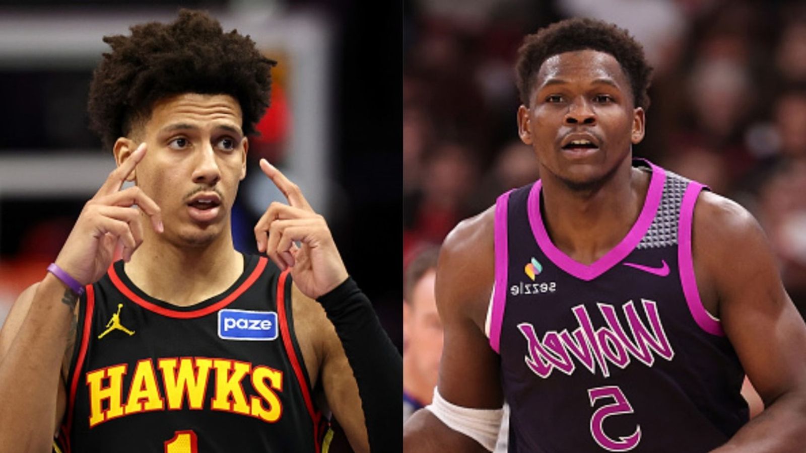 Hawks vs Timberwolves schedule: Date, time, live stream, and more on NBA 2025-26 season (December 31) Jalen Johnson, Anthony Edwards in the frame (Images via Getty)
