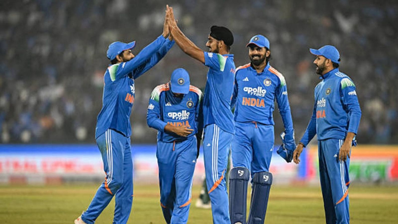 When will BCCI announce India's squad for New Zealand ODIs? Report provides crucial update India's Arshdeep Singh (C) celebrates with teammates after taking the wicket of South Africa's Quinton de Kock during the second one-day international (ODI) cricket match between India and South Africa (via Getty)