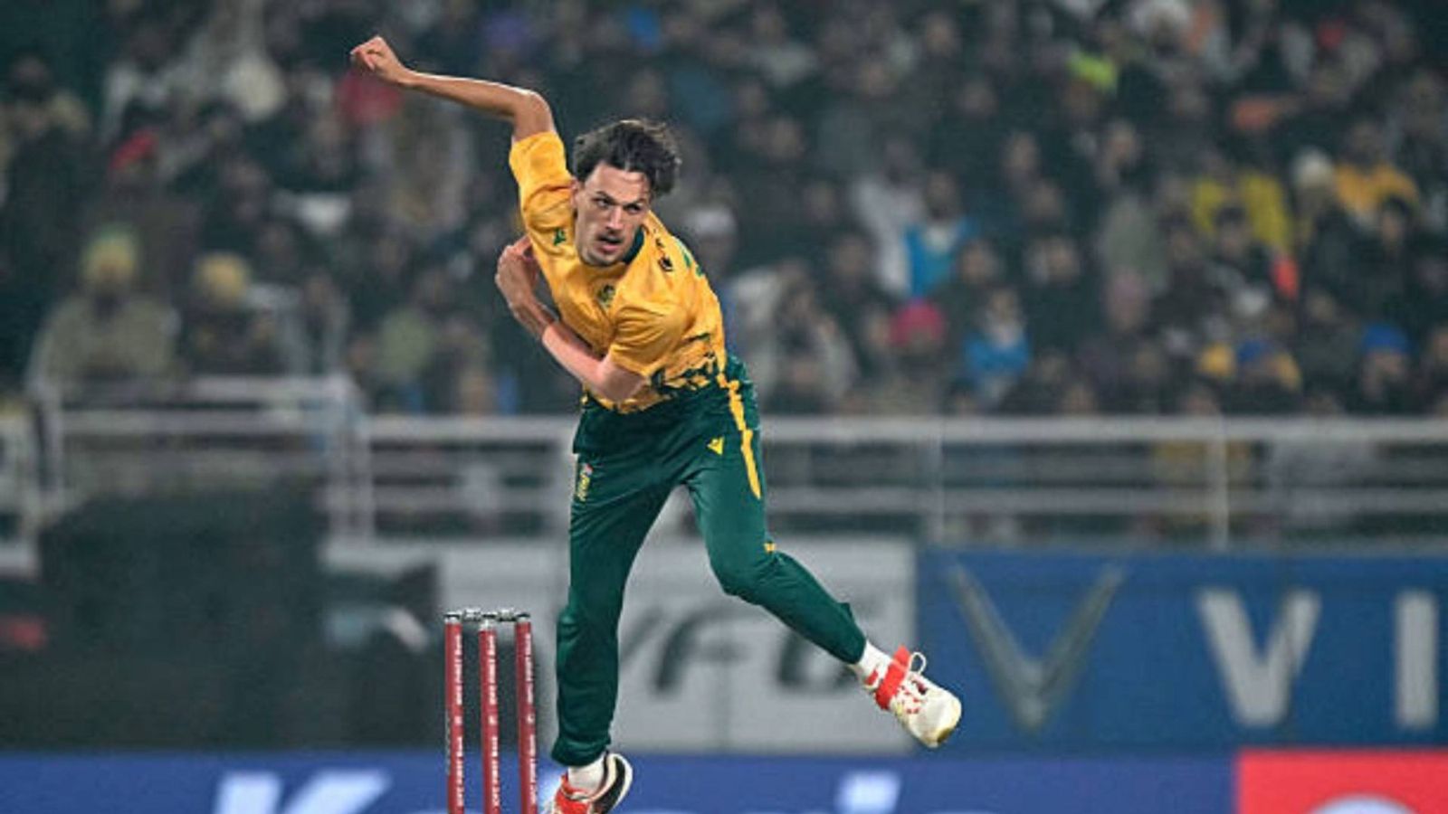 Marco Jansen enters history books, becomes first-ever bowler to achieve this stunning feat outh Africa's Marco Jansen bowls during the second Twenty20 international cricket match between India and South Africa at the Maharaja Yadavindra Singh International Cricket Stadium (via Getty)