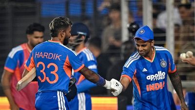 BCCI declines SLC’s request to play charity T20I games amid busy schedule India T20I captain Suryakumar Yadav shaking hands with destructive opener Hardik Pandya
