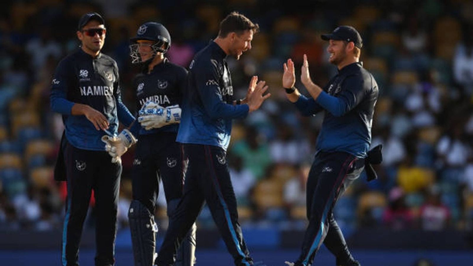 Gerhard Erasmus set to lead as Namibia announce squad for 2026 T20 World Cup Gerhard Erasmus of Namibia celebrates taking the wicket of Michael Jones of Scotland during the ICC Men's T20 Cricket World Cup West Indies & USA 2024 match between Namibia and Scotland (via Getty)