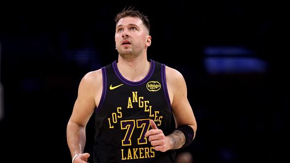 Luka Doncic #77 of the Los Angeles Lakers looks on during the first quarter against the Memphis Grizzlies at Crypto.com Arena on January 02, 2026 in Los Angeles, California.