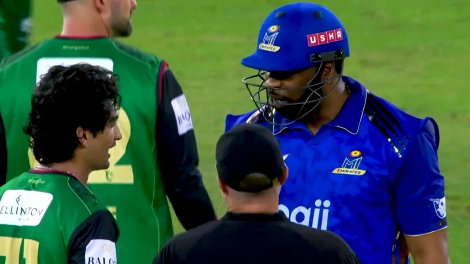 WATCH: Kieron Pollard involved in heated exchange in ILT20 final as PAK pacer Naseem Shah sledges him WATCH: Kieron Pollard involved in heated exchange in ILT20 final as PAK pacer Naseem Shah sledges him