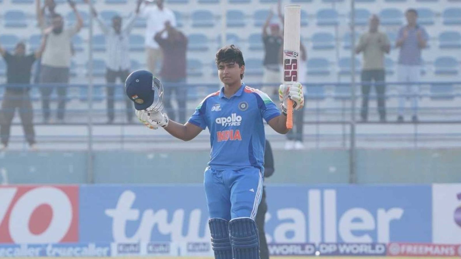 Vaibhav Suryavanshi causes carnage, smashes 10 sixes in blistering knock vs South Africa U19 Vaibhav Suryavanshi celebrates after reaching his century (via X)