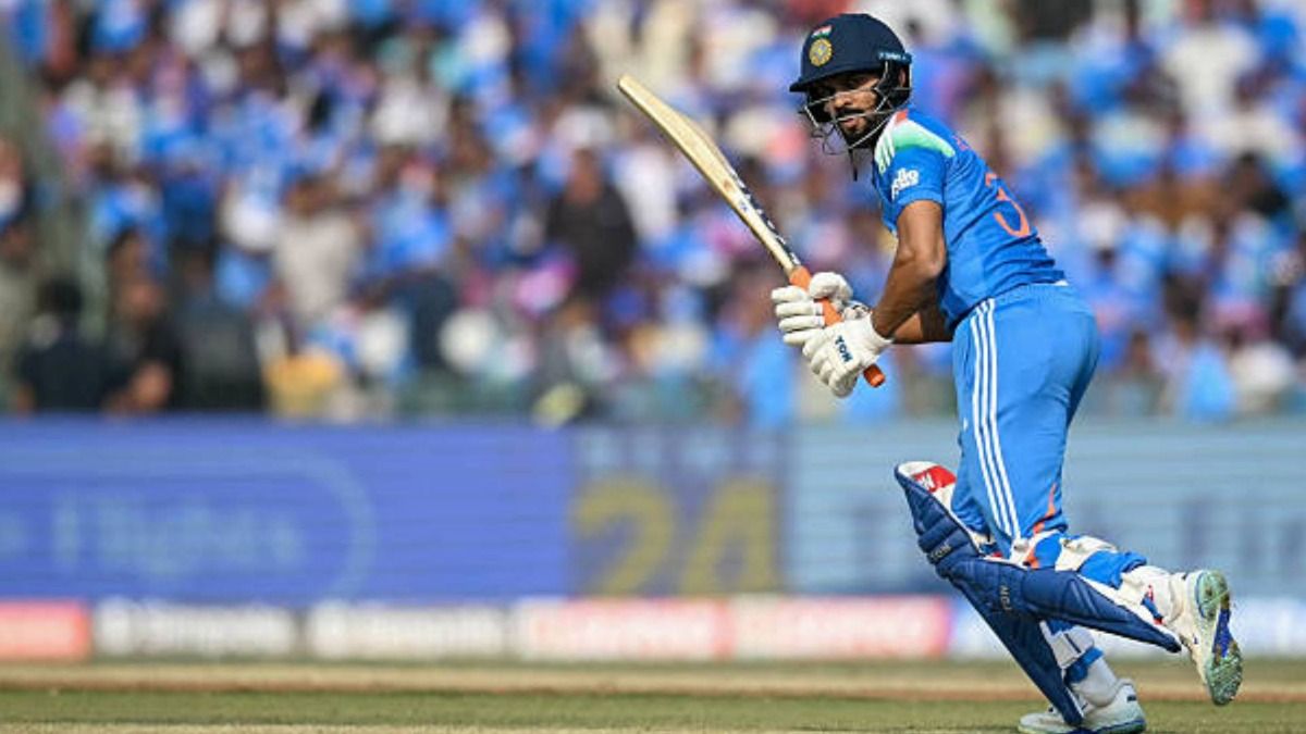 India's Ruturaj Gaikwad runs after playing a shot during the second one-day international (ODI) cricket match between India and South Africa at the Shaheed Veer Narayan Singh International Cricket Stadium (via Getty)