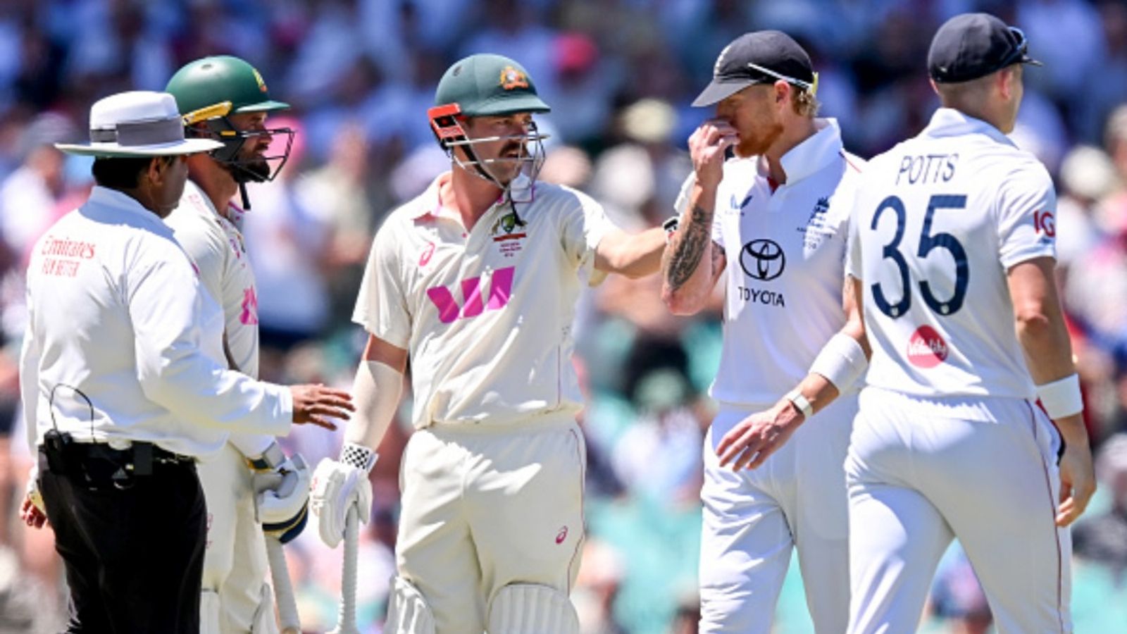 Stokes cries foul after Sydney defeat, questions DRS as Weatherald given not out irks Carse The Umpire mediates the verbal scuffle between Jake Weatherald, Travis Head of Australia and Ben Stokes of England during day 5 of the fifth Test in the 2025/26 Ashes series at Sydney Cricket Ground on January 8, 2026.