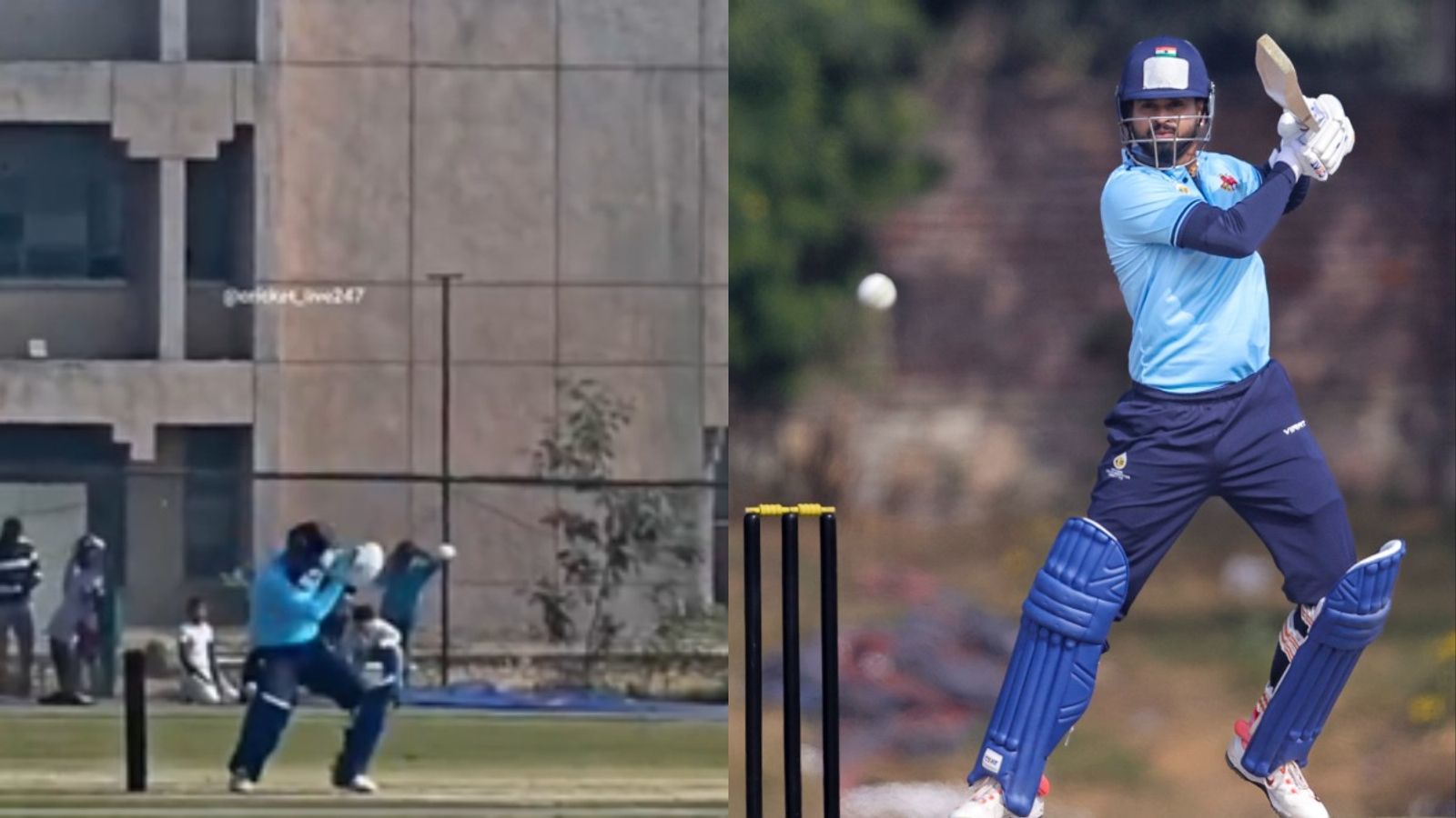 Watch: Shreyas Iyer smashes short ball for huge six just a ball after nasty helmet blow Mumbai captain Shreyas Iyer in this frame. (X/Twitter)