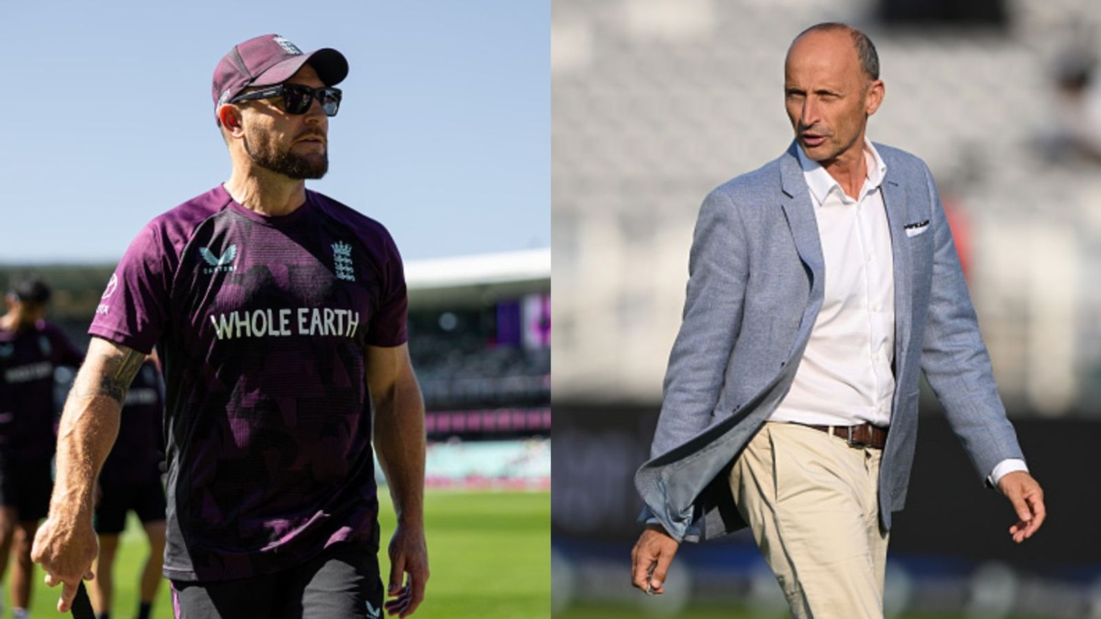 Brendon McCullum snaps at Nasser Hussain's playing-style query in tense TV interview England head coach Brendon McCullum (L) and former captain Nasser Hussain in frame. (Getty)