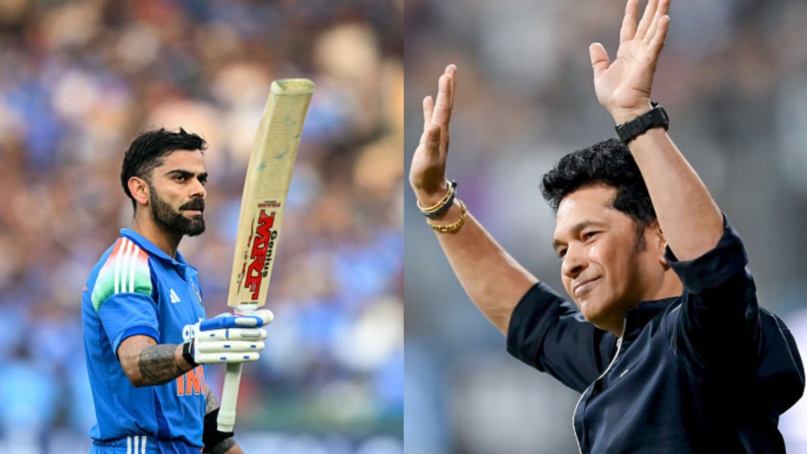 Virat Kohli sets sights on Sachin Tendulkar's mighty record heading into ODI series vs New Zealand Batting legend Sachin Tendulkar (R) and former India captain Virat Kohli in frame. (Getty)