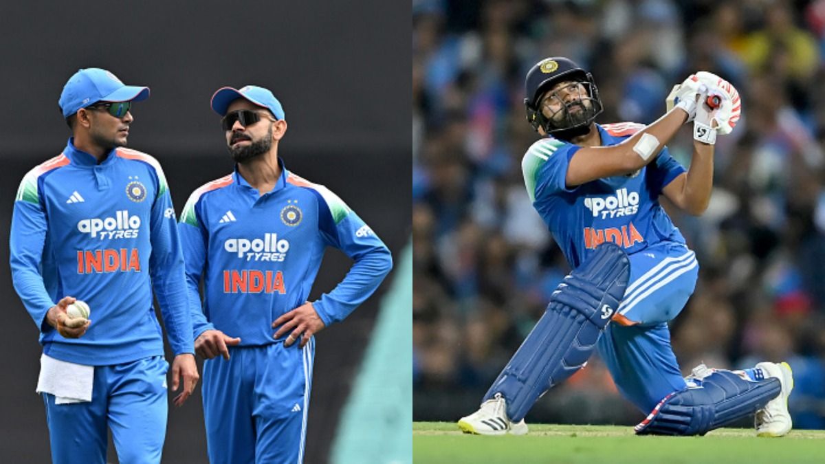 India's Shubman Gill (L), Virat Kohli (C) and Rohit Sharma in frame. (Getty) India's Shubman Gill (L), Virat Kohli (C) and Rohit Sharma in frame. (Getty)