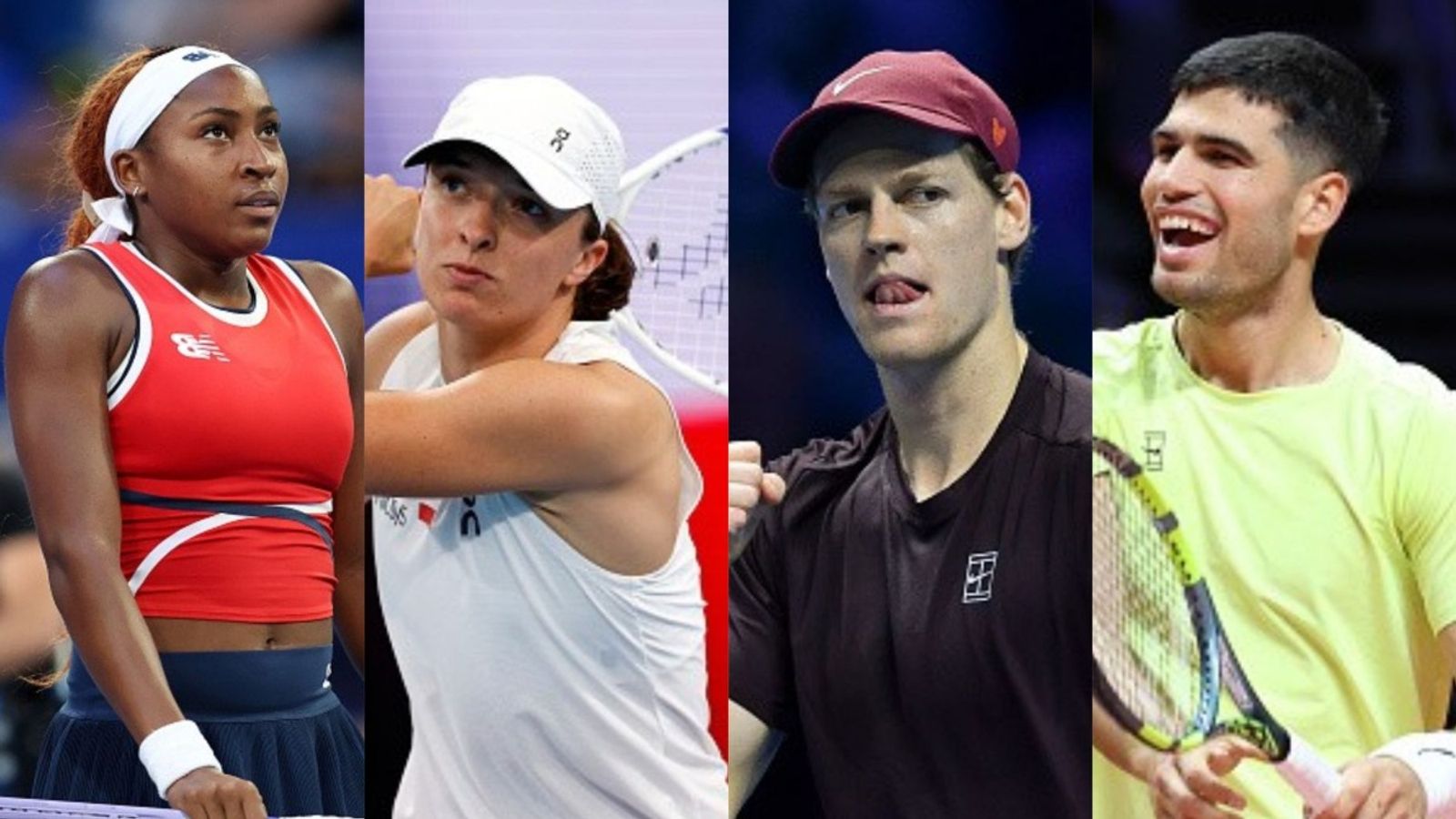 Top Men’s (ATP) and Women’s (WTA) tennis player rankings ahead of Australian Open 2026 Coco Gauff, Iga Swiatek, Jannik Sinner, Carlos Alcaraz in the frame (Images via Getty)