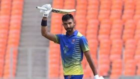 Devdutt Padikkal celebrates after scoring a century for Karnataka in Vijay Hazare Trophy (via X) Devdutt Padikkal celebrates after scoring a century for Karnataka in Vijay Hazare Trophy (via X)