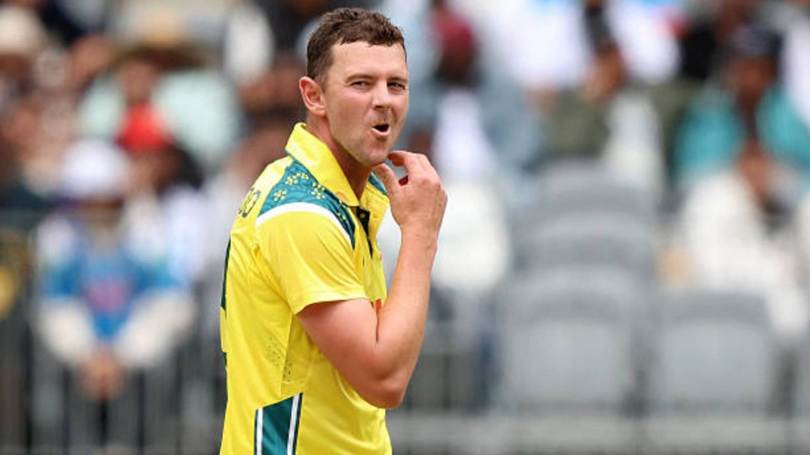 Josh Hazlewood to return in 2026 T20 World Cup? Star pacer provides crucial injury update Josh Hazelwood of Australia reacts during game one of the One Day International series between Australia and India at Perth Stadium (via Getty)